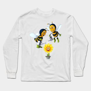 Busy Bees make Happy Flowers - makes the world go around Long Sleeve T-Shirt
